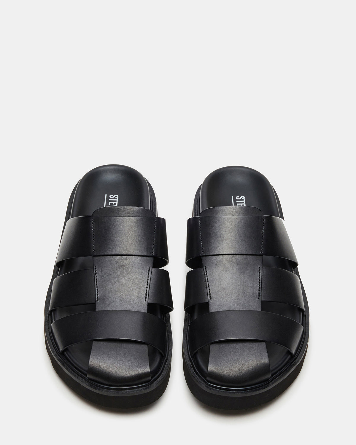 BLAZET Black Leather Footbed Fisherman Men's Sandal