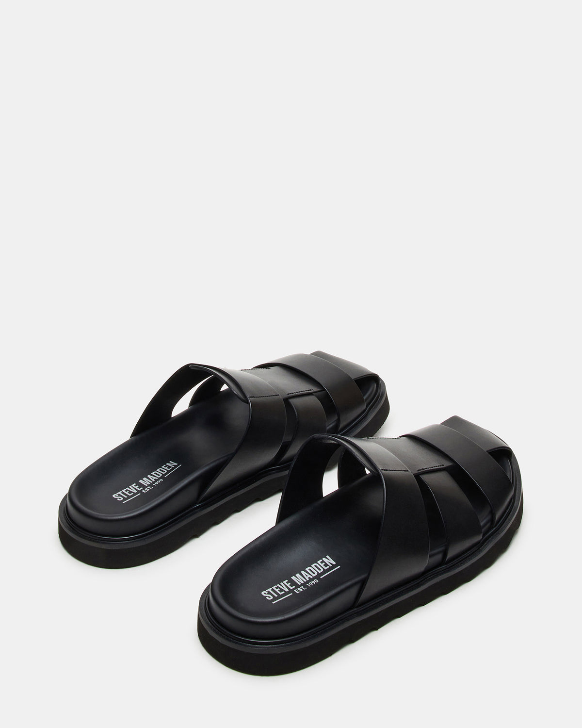 BLAZET Black Leather Footbed Fisherman Men's Sandal