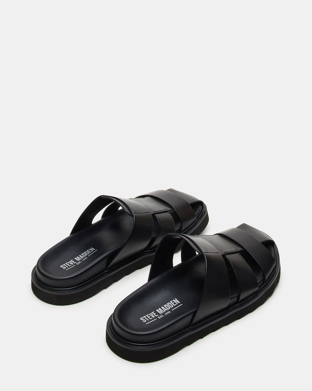 BLAZET Black Leather Footbed Fisherman Men's Sandal