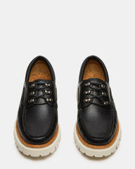 VICTOR Black Leather Slip-On Men's Casual Boat Shoe