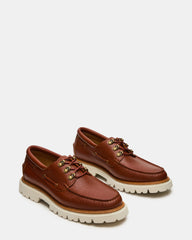 VICTOR Cognac Leather Slip-On Men's Casual Boat Shoe