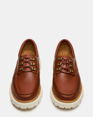 VICTOR Cognac Leather Slip-On Men's Casual Boat Shoe