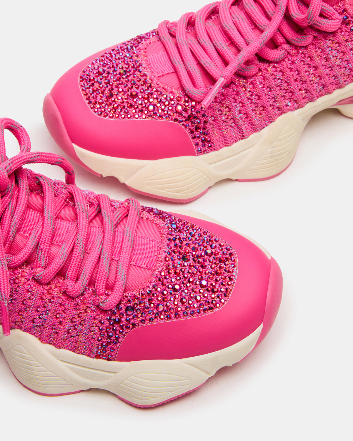 Kids' SOLACE Hot Pink Low-Top Lace-Up Knit Girls' Sneakers