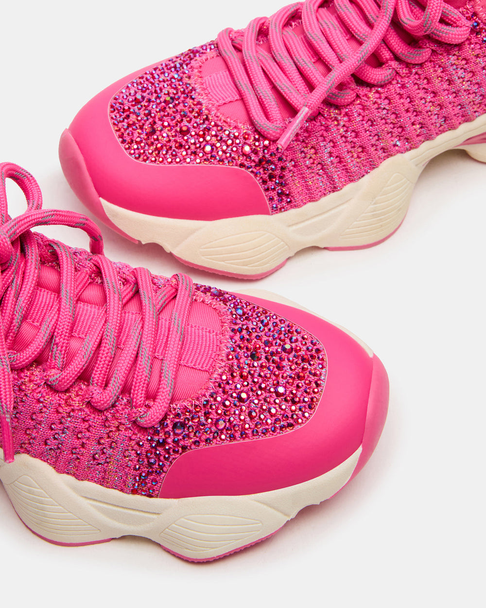 Kids' SOLACE Hot Pink Low-Top Lace-Up Knit Girls' Sneakers