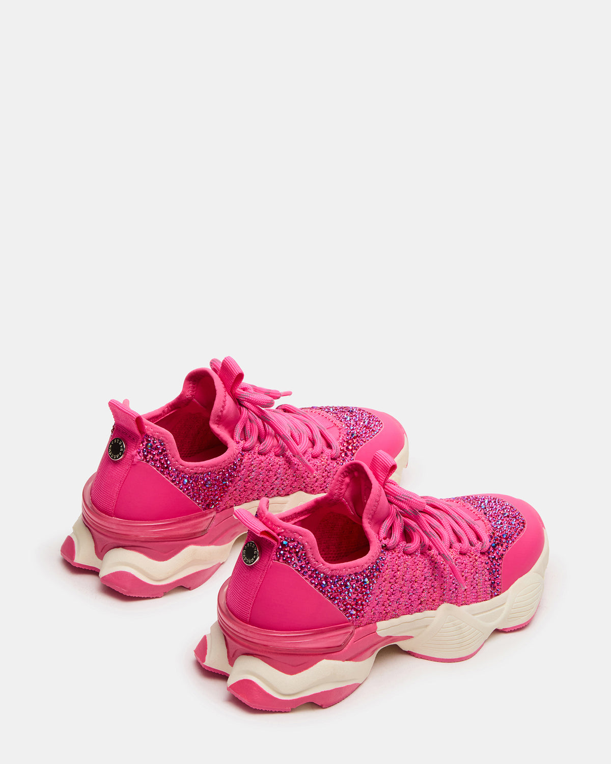 Kids' SOLACE Hot Pink Low-Top Lace-Up Knit Girls' Sneakers