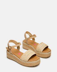 Kids' KIKO Natural Platform Raffia Wedge Girls' Sandal