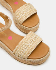 Kids' KIKO Natural Platform Raffia Wedge Girls' Sandal