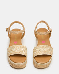 Kids' KIKO Natural Platform Raffia Wedge Girls' Sandal