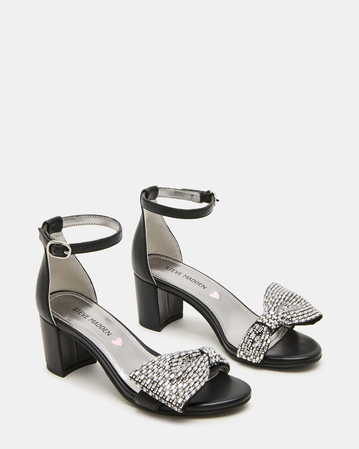 Kids' ABIGAL Black Rhinestone Embellised Block Heel Girls' Heel