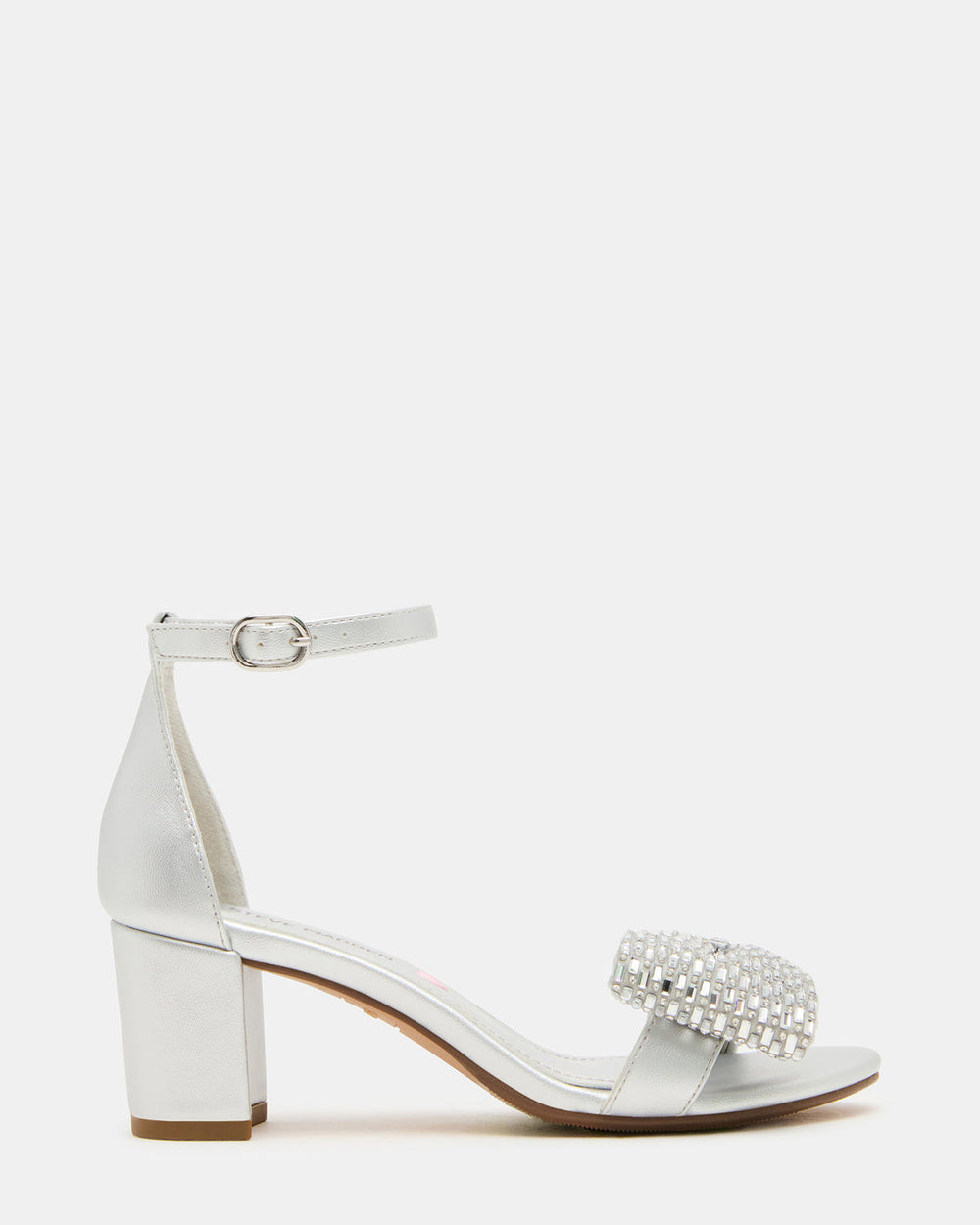 Kids' ABIGAL Silver Rhinestone Embellised Block Heel Girls' Heel