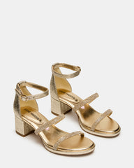 Kids' SIZZLE Gold Girls' Strappy Block Heel