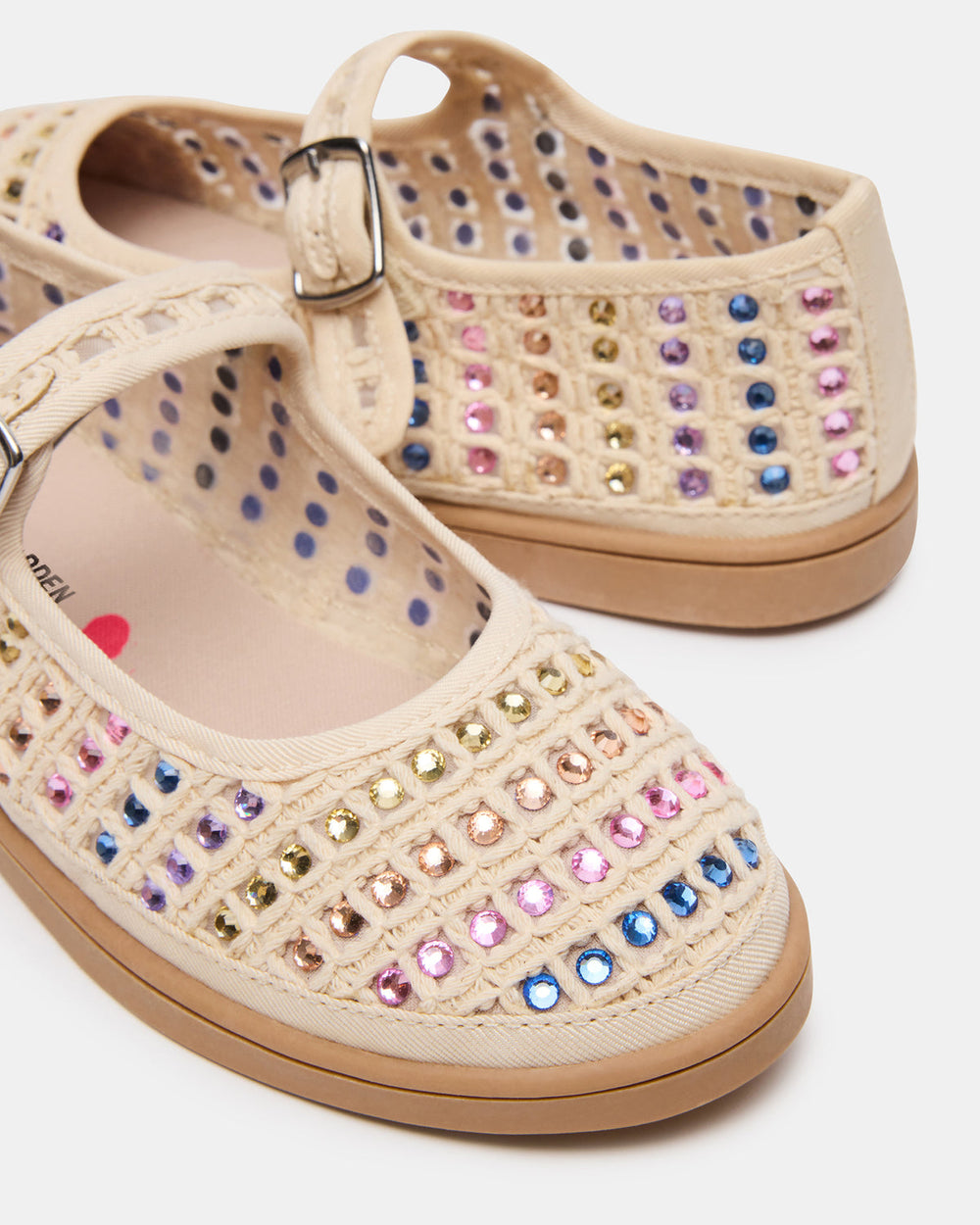 Kids' ROREE Natural Rhinestones Girls' Mary Jane Flats