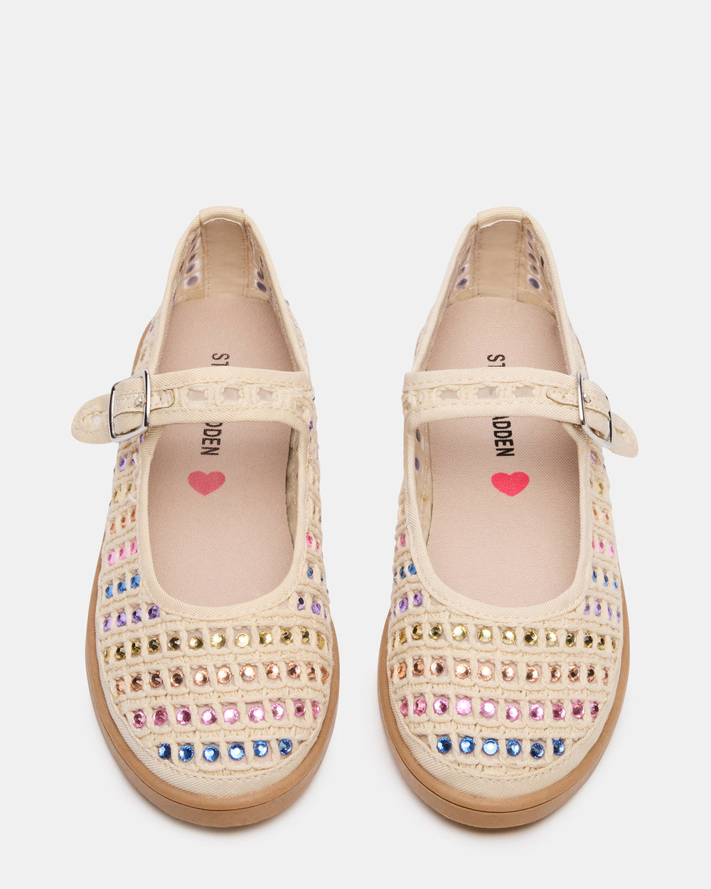 Kids' ROREE Natural Rhinestones Girls' Mary Jane Flats