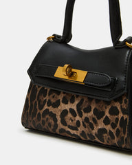 MADLYN Bag Leopard Structured Turn-Lock Closure Top-Handle Crossbody Mini Handbag