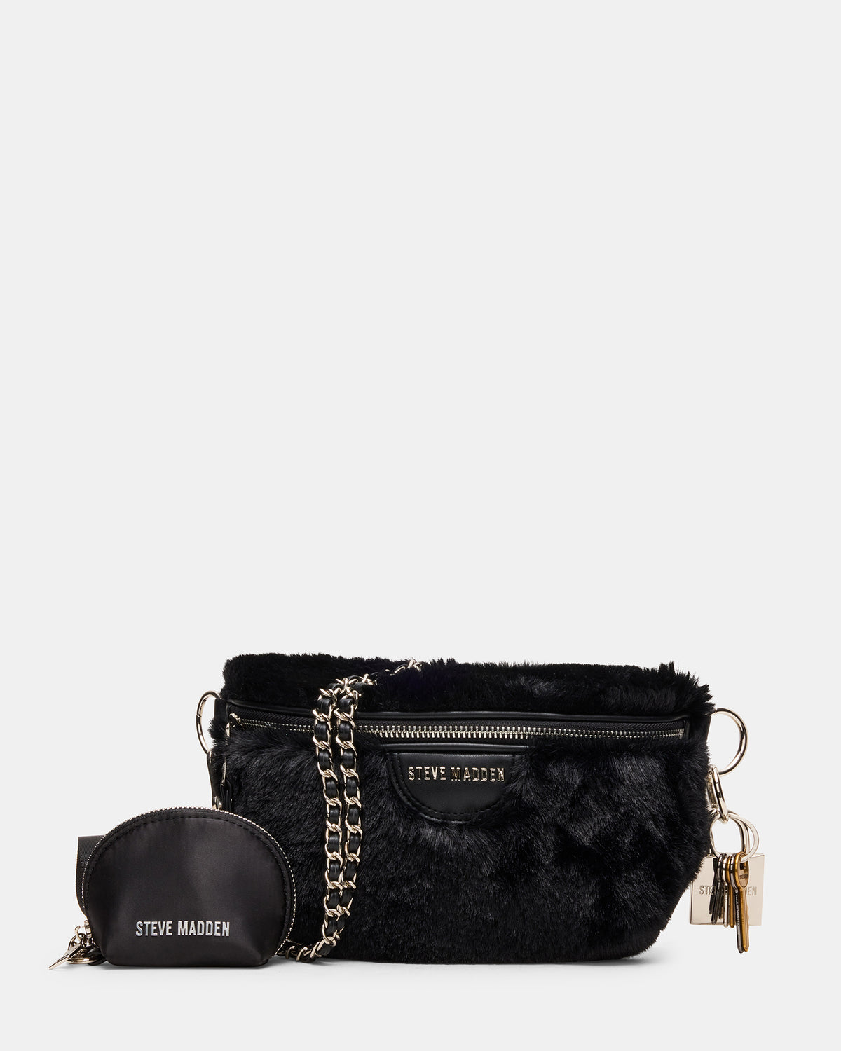 WYLDER Bag Black Faux Fur Crossbody Women's Belt Handbag