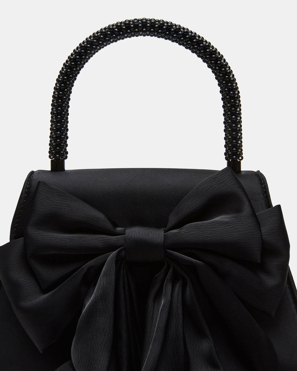 COSETTE Bag Black Satin Beaded Top-Handle Mini Handbag