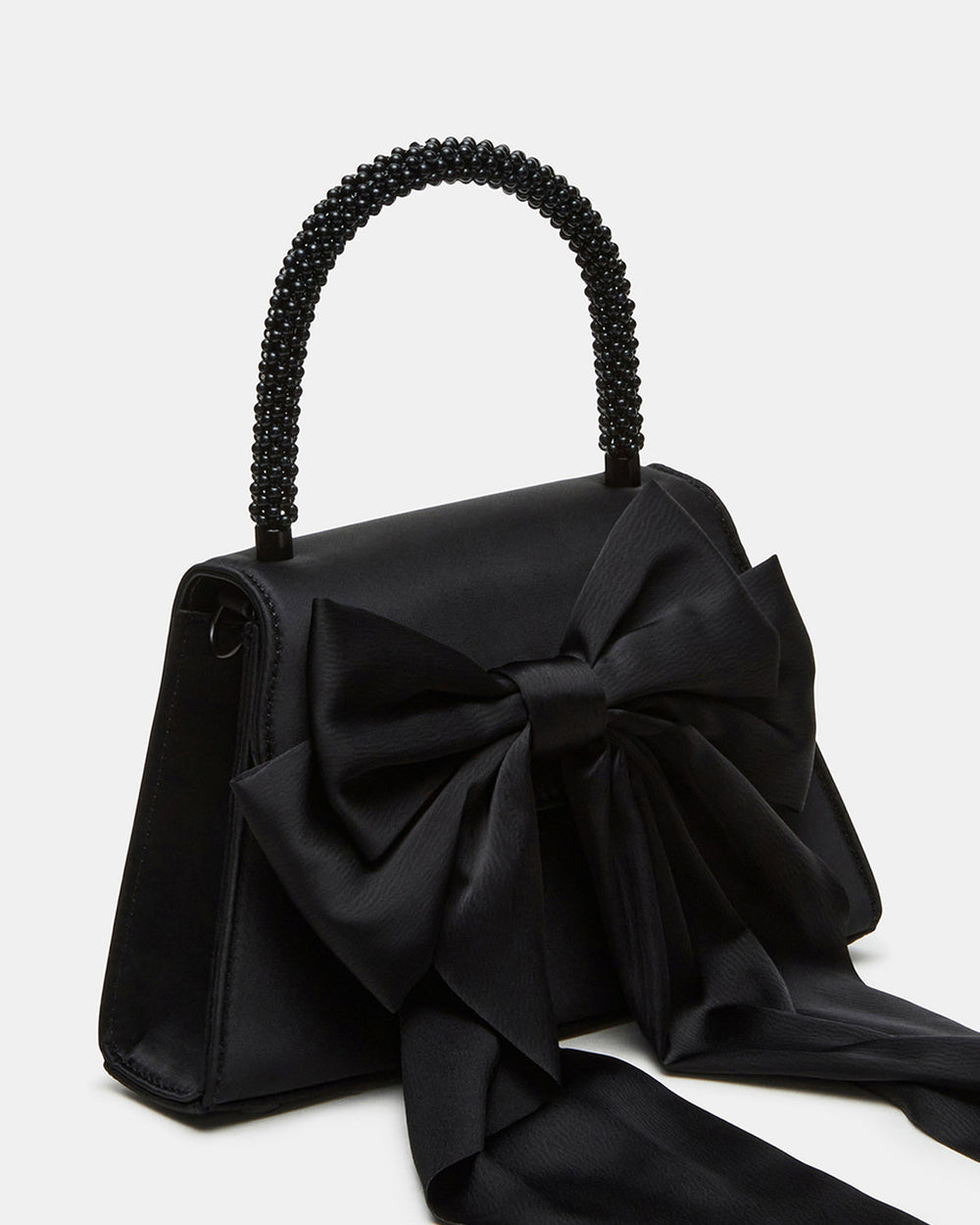 COSETTE Bag Black Satin Beaded Top-Handle Mini Handbag