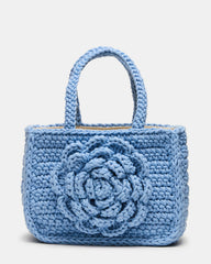 LUVLY Bag Light Blue Mini Top-Handle Flower Decal Crochet Crossbody Handbag