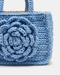 LUVLY Bag Light Blue Mini Top-Handle Flower Decal Crochet Crossbody Handbag