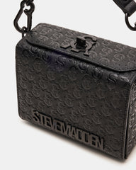 NOYA Black/Black Women's Embossed Crossbody Top-Handle Box Handbag
