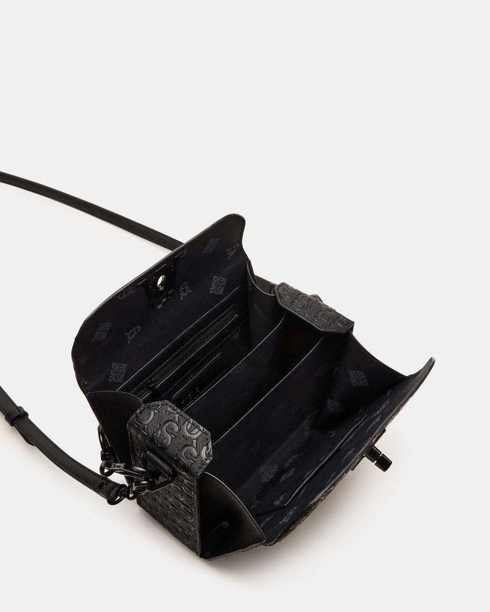 NOYA Black/Black Women's Embossed Crossbody Top-Handle Box Handbag