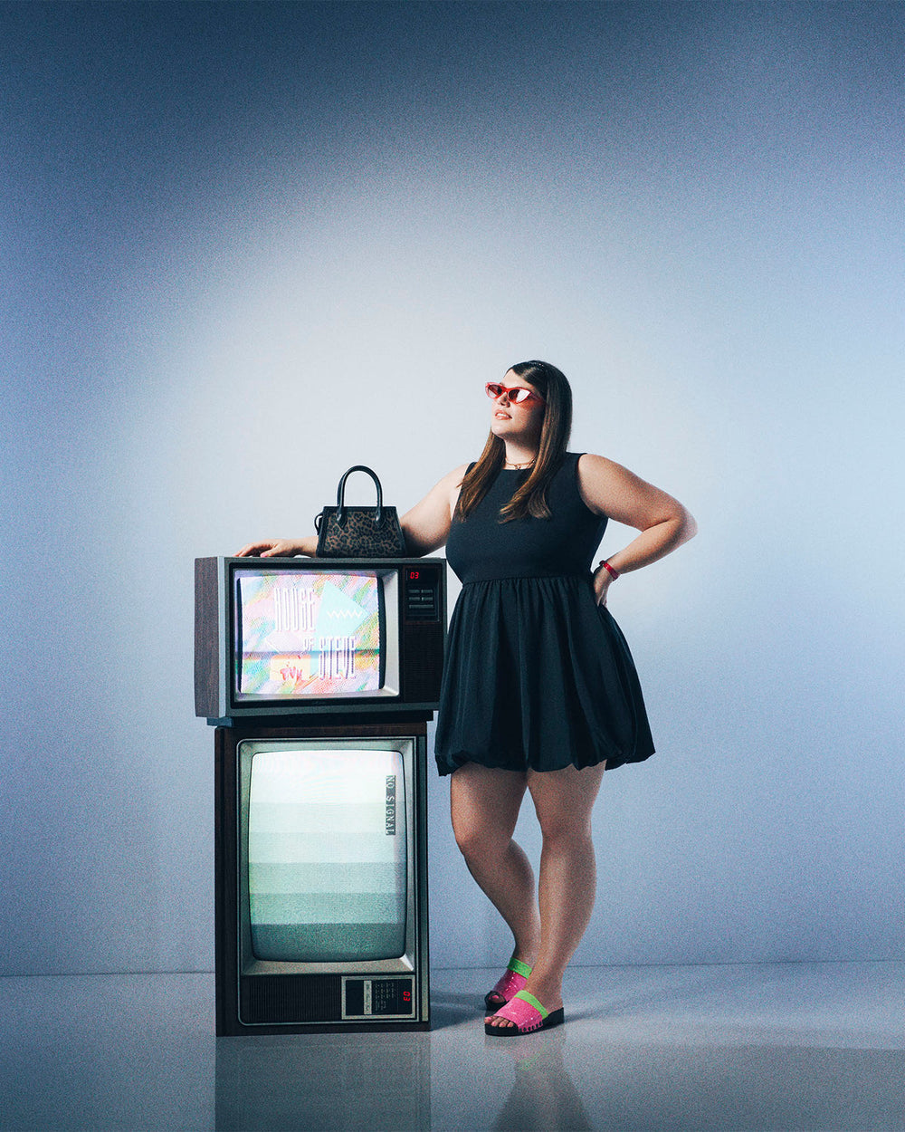 PEACHY Leopard Women's Mini Top-Handle Mesh Handbag