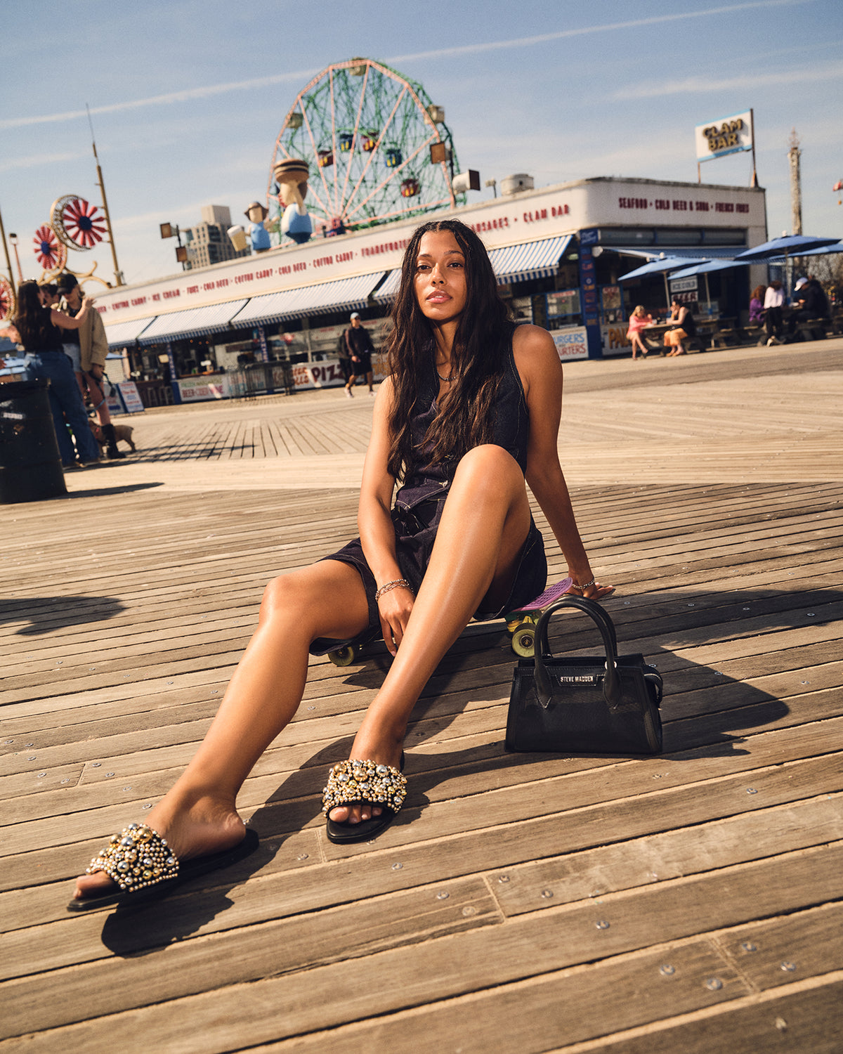 PEACHY Black Women's Mini Top-Handle Mesh Handbag