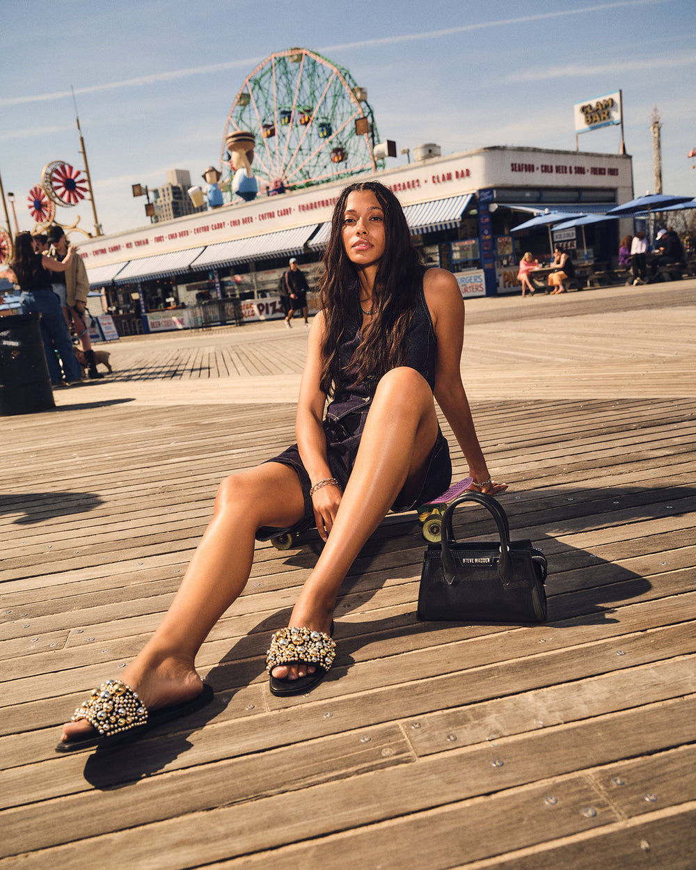 PEACHY Black Women's Mini Top-Handle Mesh Handbag