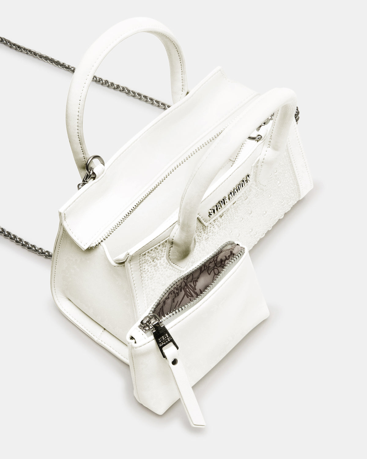 PEACH White Multi Women's Mini Top-Handle Mesh Handbag