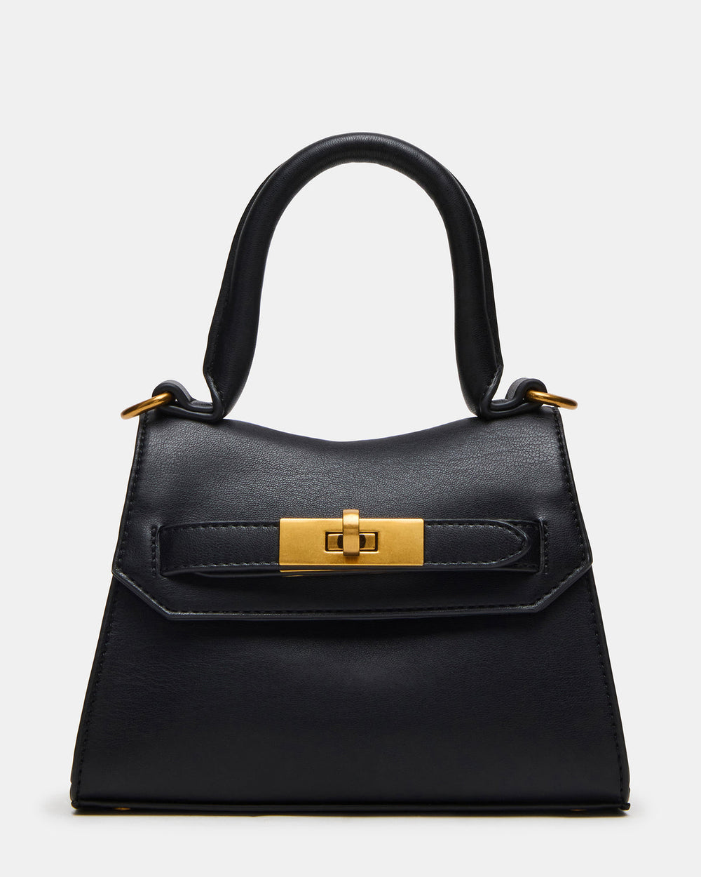 MADLYN Bag Black Structured Turn-Lock Closure Top-Handle Crossbody Mini Handbag