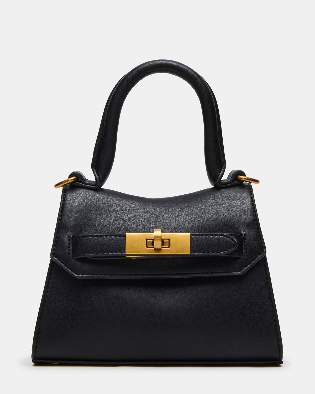 MADLYN Bag Black Structured Turn-Lock Closure Top-Handle Crossbody Mini Handbag