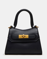 MADLYN Bag Black Structured Turn-Lock Closure Top-Handle Crossbody Mini Handbag