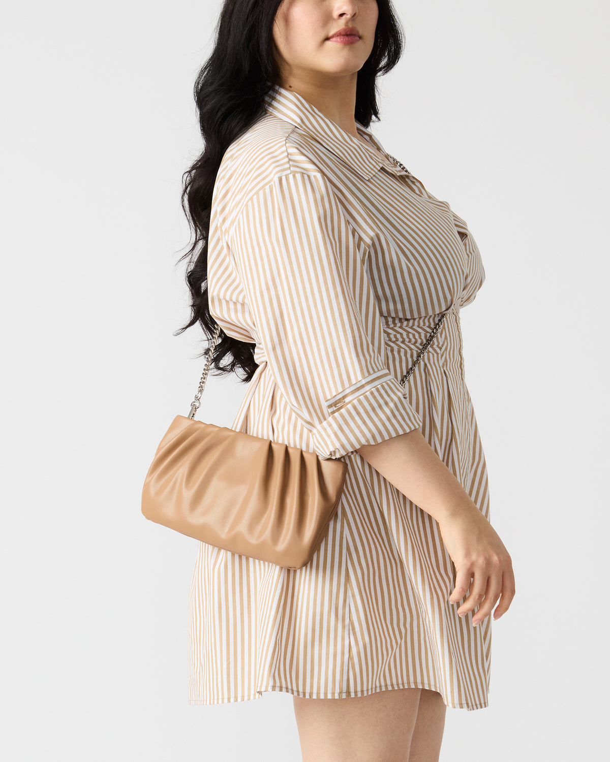 NIKA Chestnut Women's Pleated Crossbody Clutch Handbag