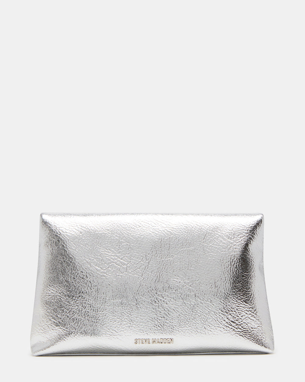 PARTAY Bag Silver Oversized Crinkle Envelope Logo Clutch Handbag