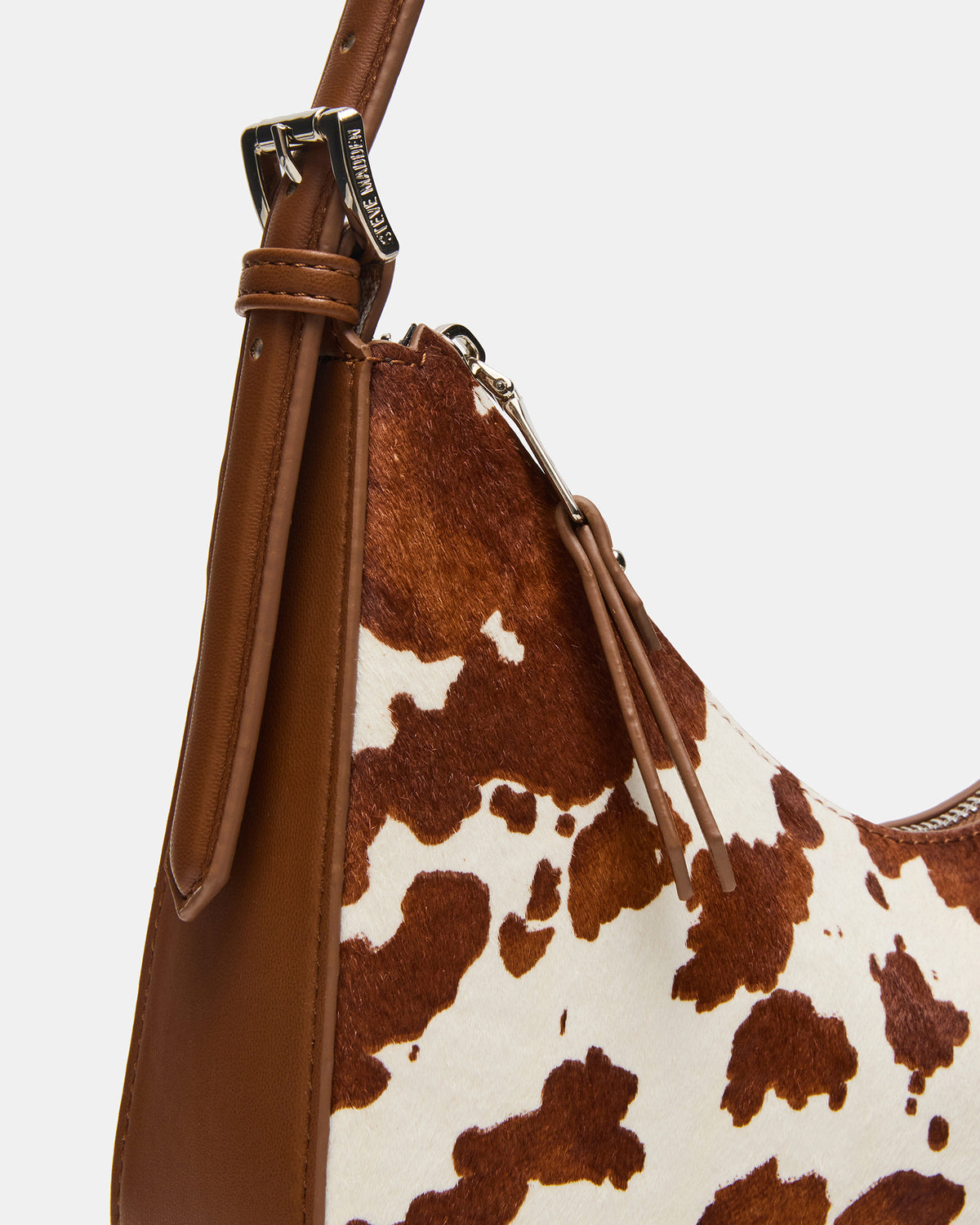 SMITH Bag Brown Cow Print Asymmetric Shoulder Handbag