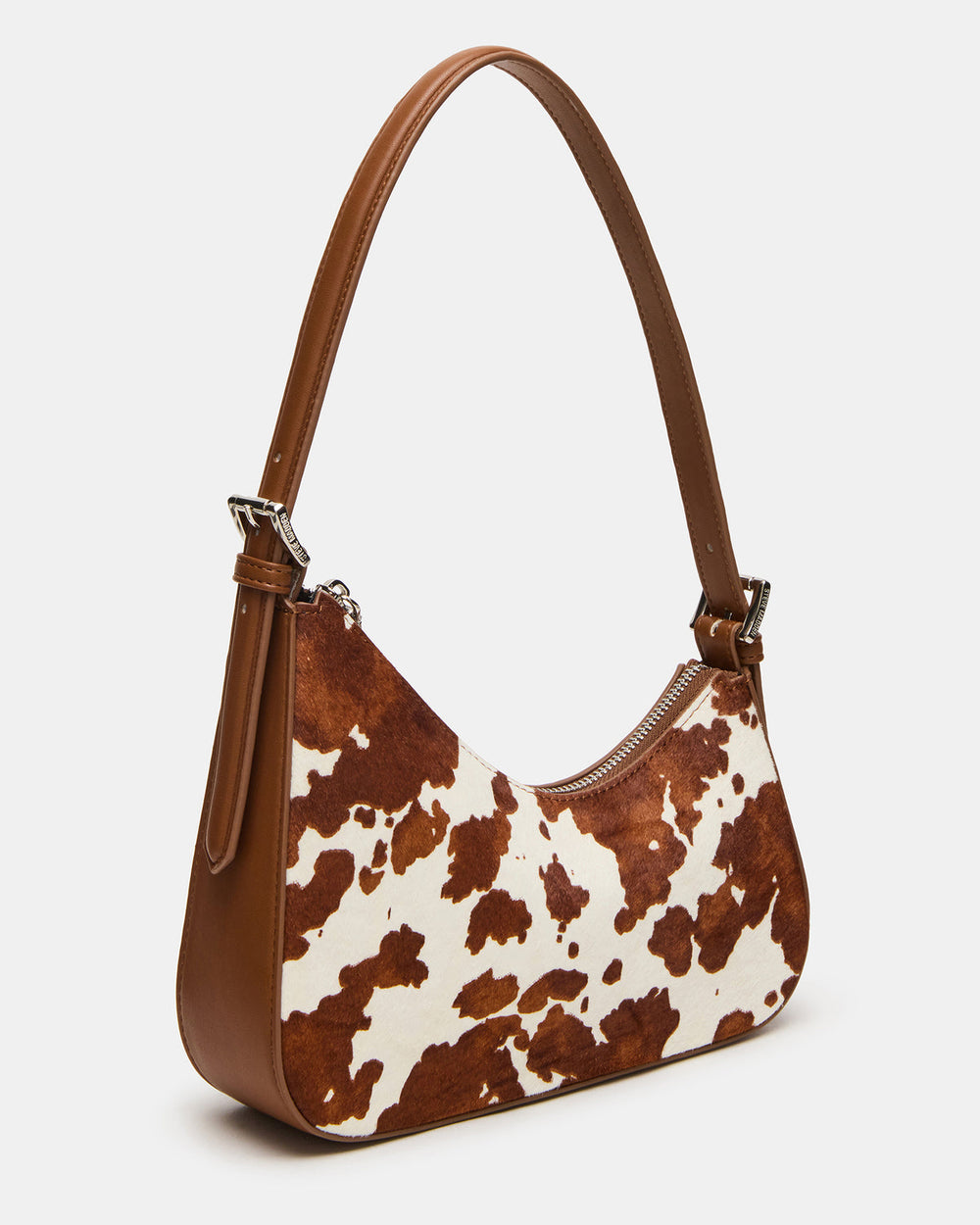 SMITH Bag Brown Cow Print Asymmetric Shoulder Handbag