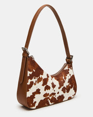 SMITH Bag Brown Cow Print Asymmetric Shoulder Handbag