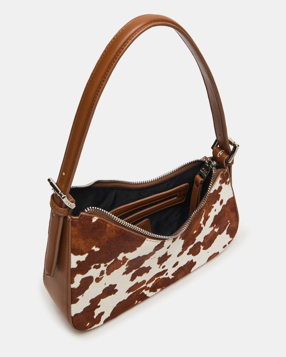 SMITH Bag Brown Cow Print Asymmetric Shoulder Handbag