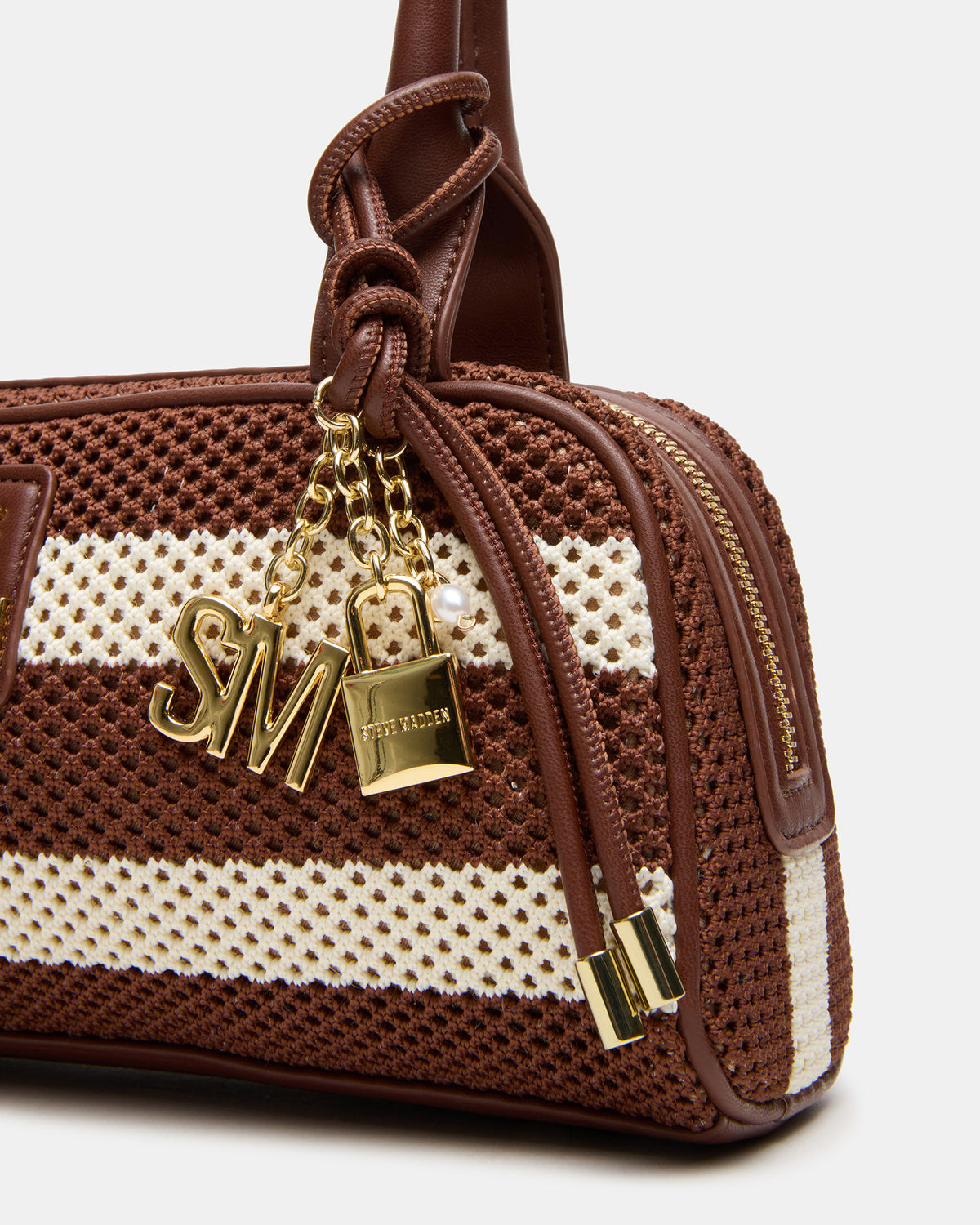 LAGUNE Bag Chocolate Multi Elongated Straw Shoulder Strap Handbag