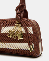 LAGUNE Bag Chocolate Multi Elongated Straw Shoulder Strap Handbag