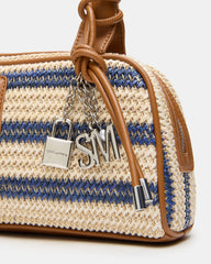 LAGUNE Bag Navy Multi Elongated Straw Shoulder Strap Handbag