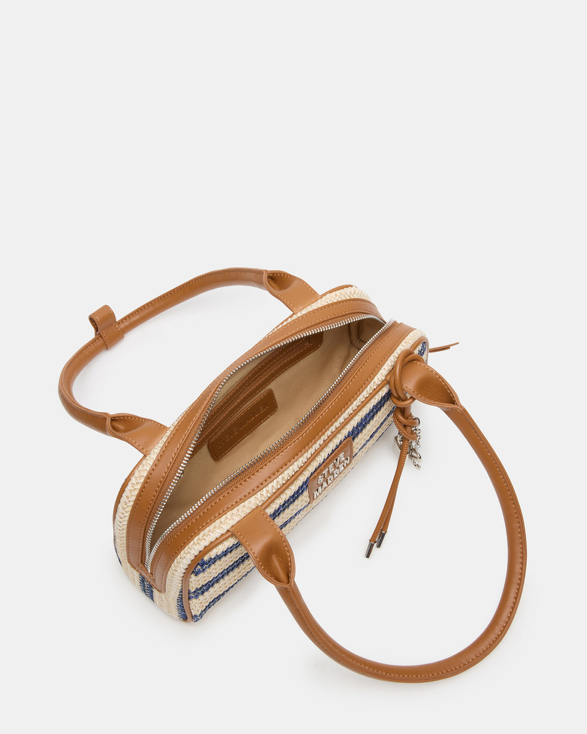 LAGUNE Bag Navy Multi Elongated Straw Shoulder Strap Handbag