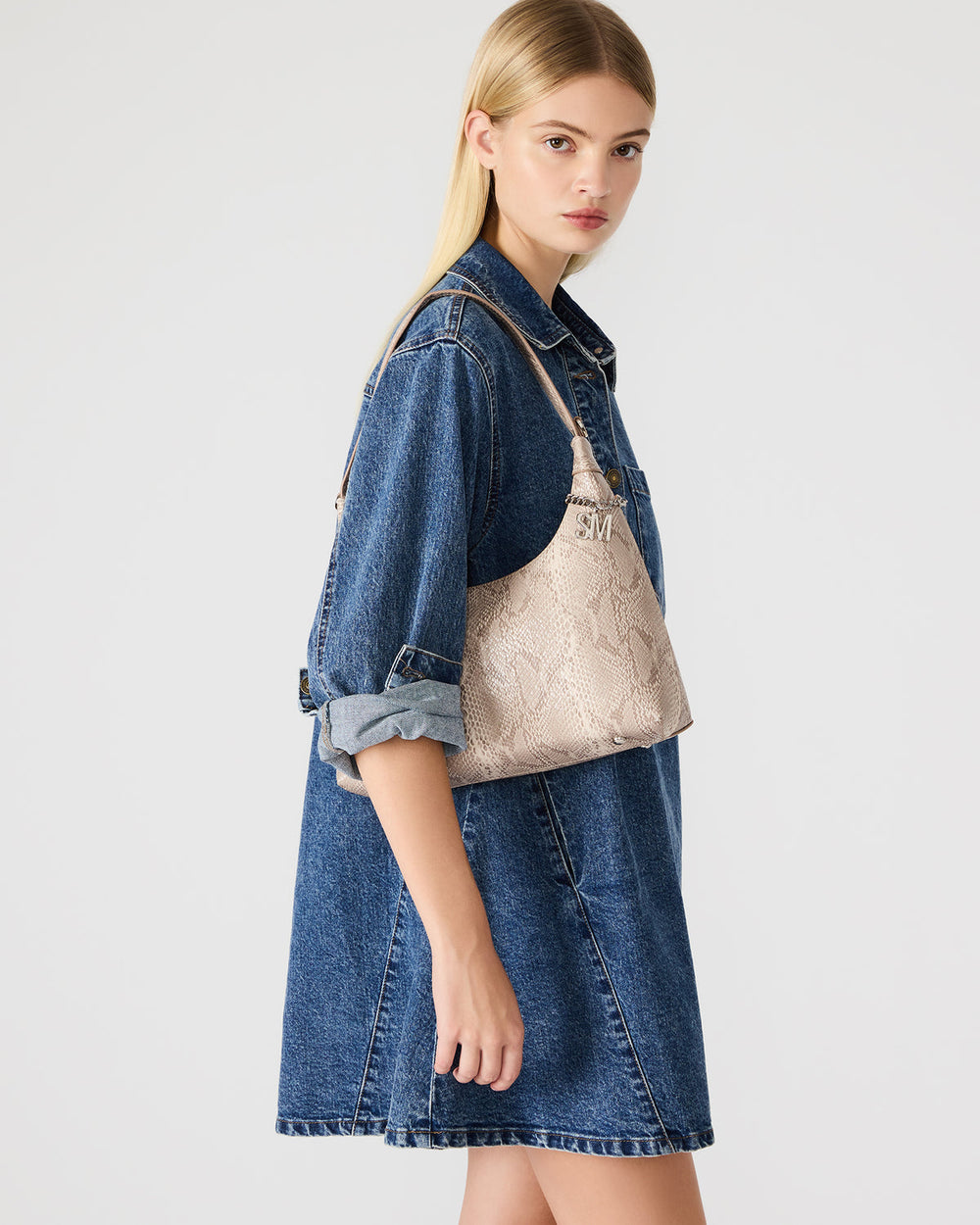 AMARI Bag Sand Snake Shoulder Strap Handbag