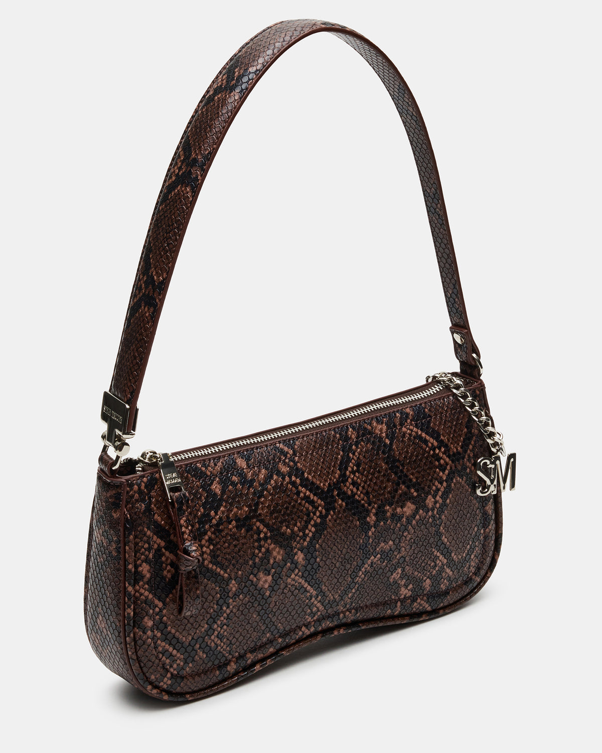 ANGEL Bag Brown Snake Top-Zipper Structured Shoulder Strap Handbag