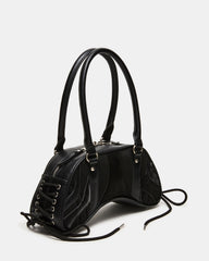 KODY Bag Black Lace-Up Buckle Shoulder Strap Handbag