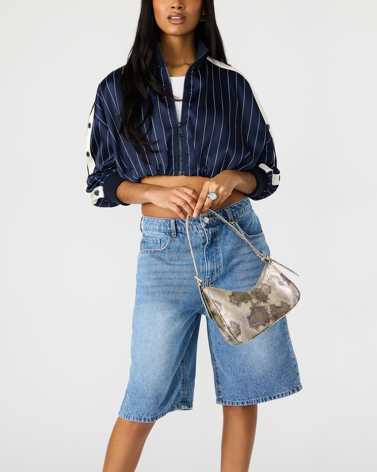 SMITH Bag Silver Snake Asymmetric Shoulder Handbag