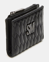BAZAR Wallet Black Quilted Top-Zipper Button-Snap Mini Wallet