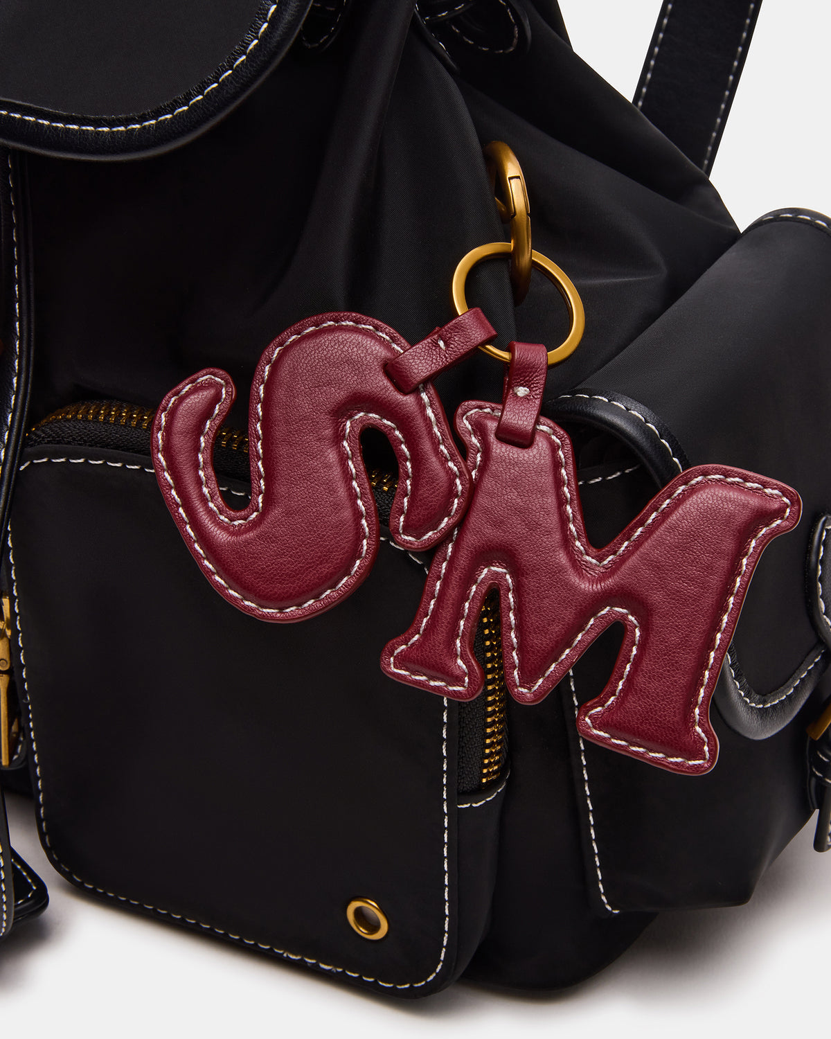 STUDIO Bag Black Nylon Cargo Pocket Drawstring Women's Backpack Handbag