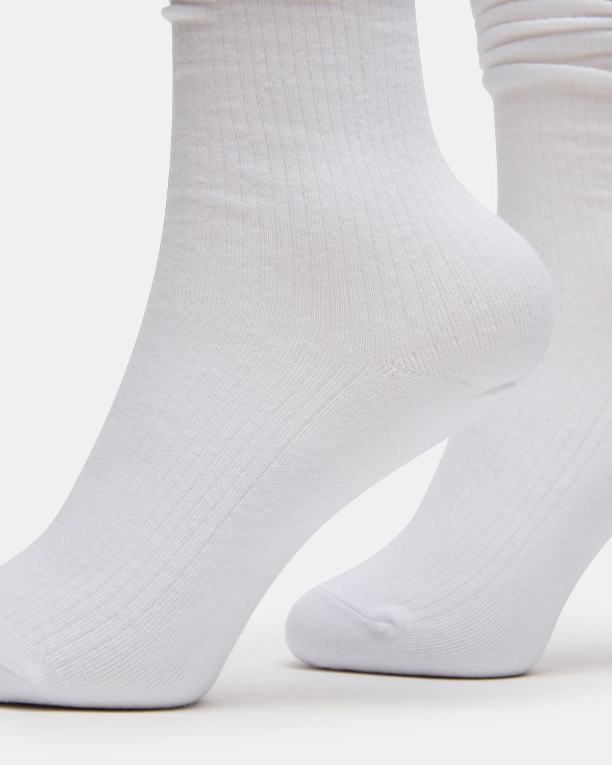 2 PACK RIB SLOUCH SOCKS WHITE Women's Ribbed Quarter Socks