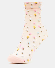 2 WILDFLOWER PACK TULLE SOCKS BLUSH Women's Anklet Socks
